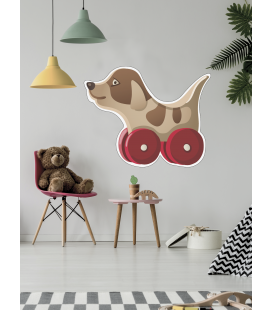 Perro con ruedas, pegatina decorativa infantil